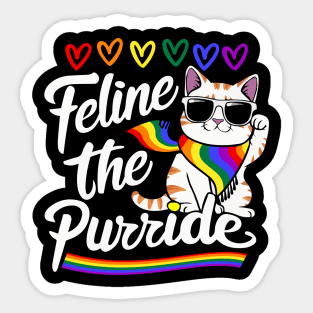 Purride Cat Lover Pride Month Gay Rights Rainbow Cat Sticker